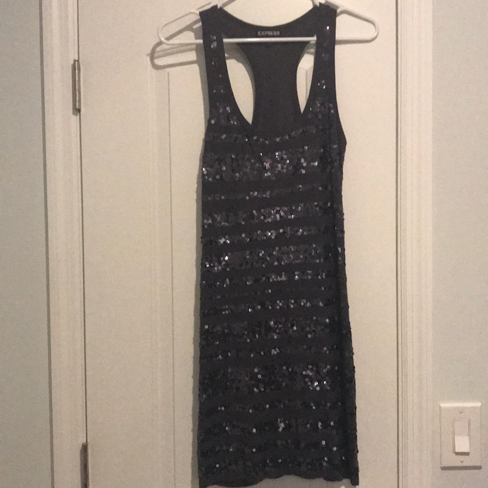 Charcoal/dark grey with sequence Express dress